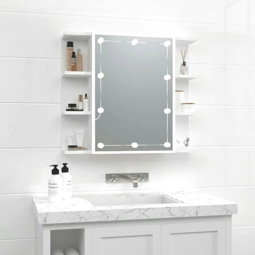 Mirror Cabinet with LED White 70x16.5x60 cm 808873