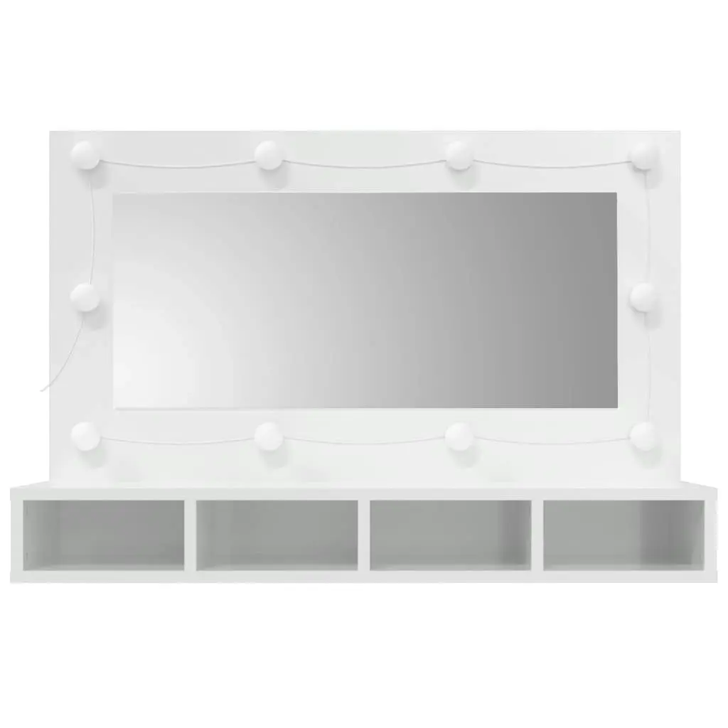 Mirror Cabinet with LED High Gloss White 90x31.5x62 cm 808897