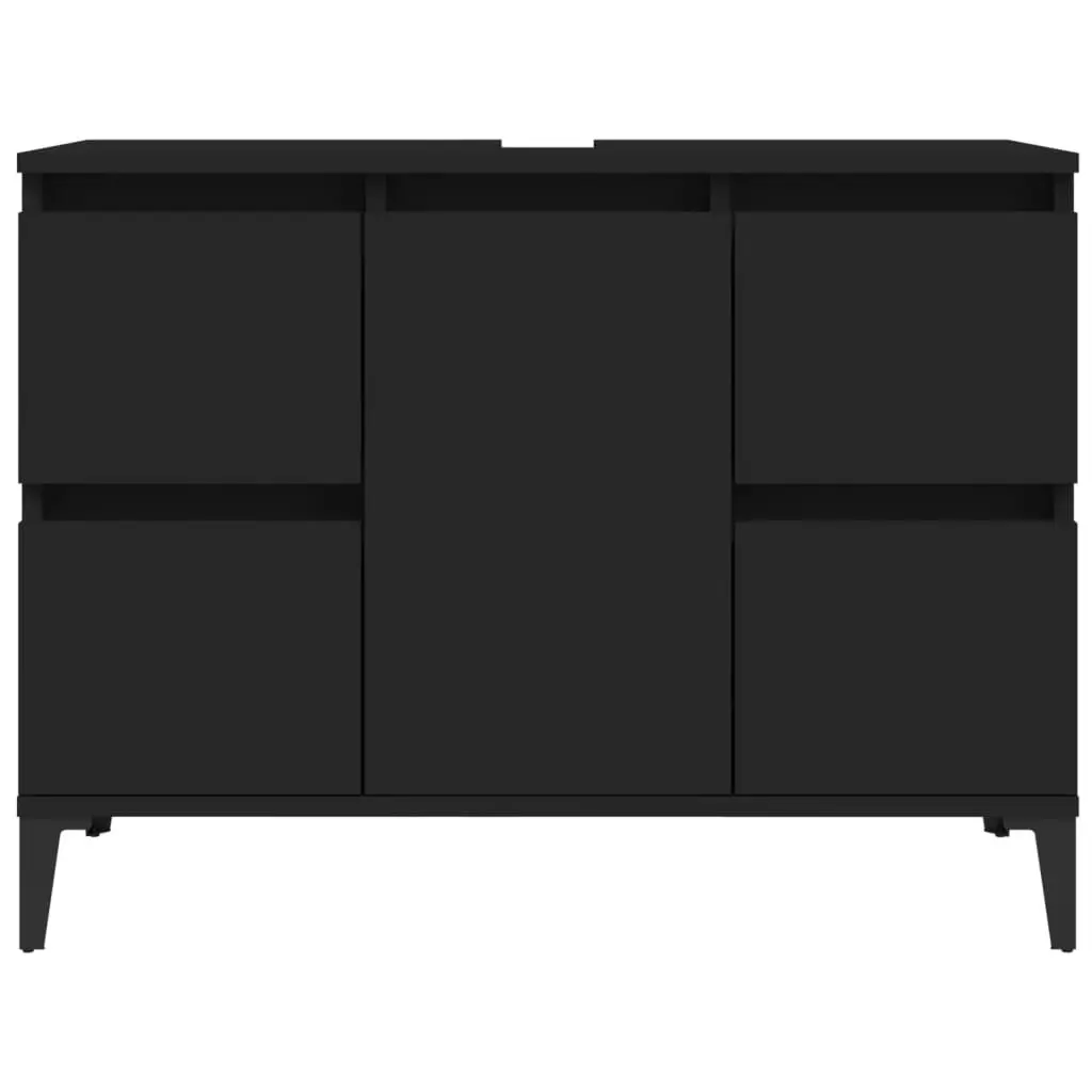 Sink Cabinet Black 80x33x60 cm Engineered Wood 821277