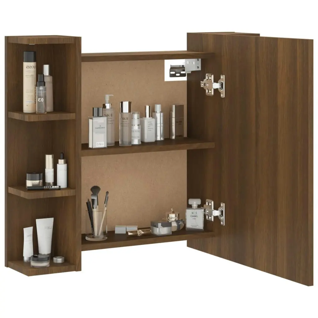 Mirror Cabinet with LED Brown Oak 70x16.5x60 cm 820453