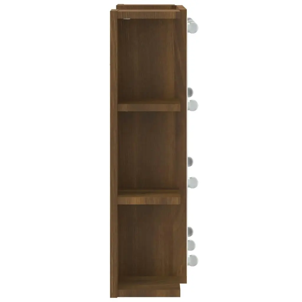 Mirror Cabinet with LED Brown Oak 70x16.5x60 cm 820453