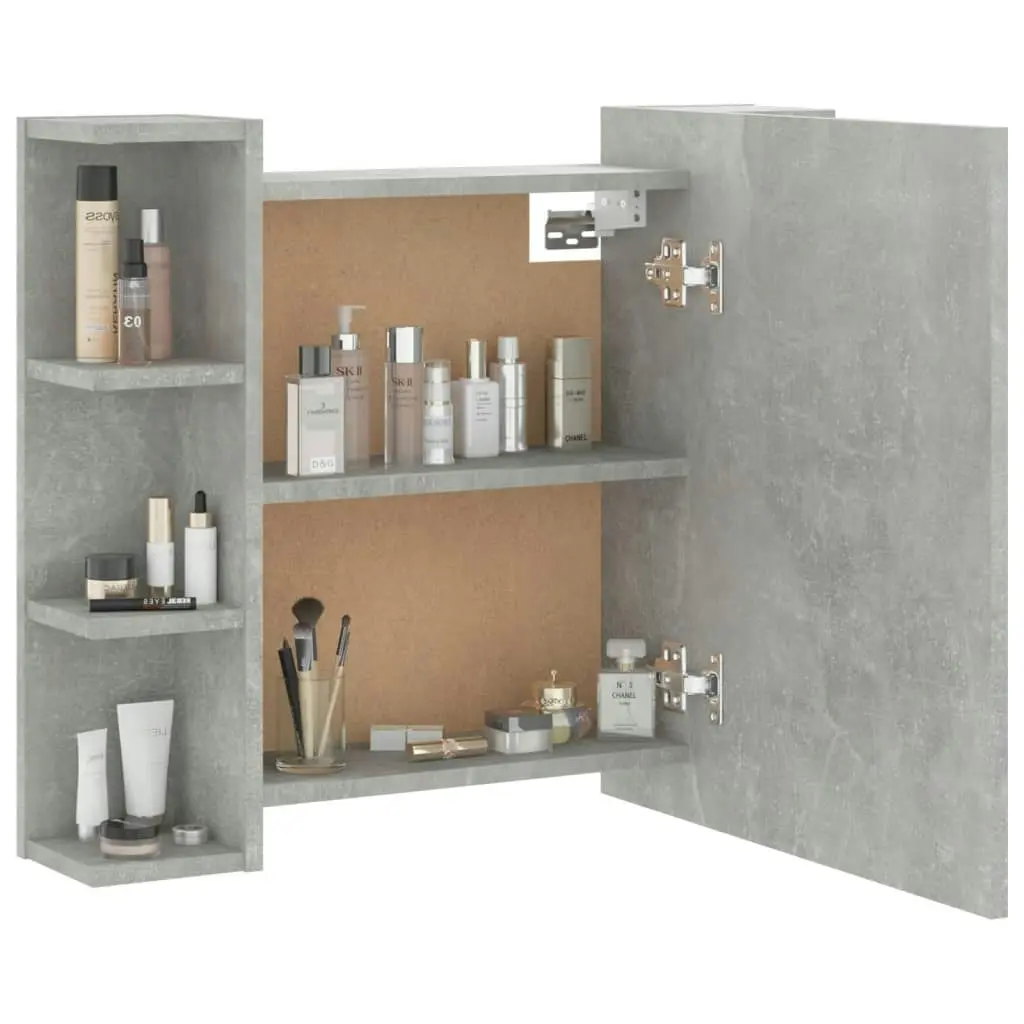 Mirror Cabinet with LED Concrete Grey 70x16.5x60 cm 808877