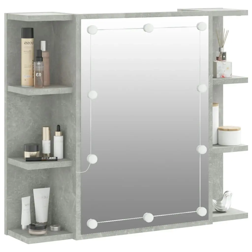 Mirror Cabinet with LED Concrete Grey 70x16.5x60 cm 808877