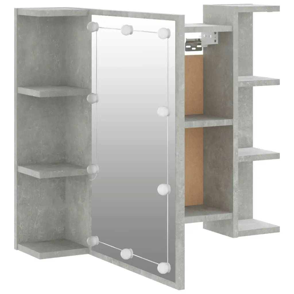 Mirror Cabinet with LED Concrete Grey 70x16.5x60 cm 808877