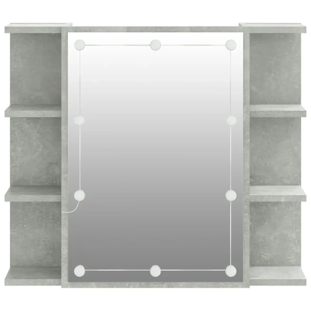 Mirror Cabinet with LED Concrete Grey 70x16.5x60 cm 808877