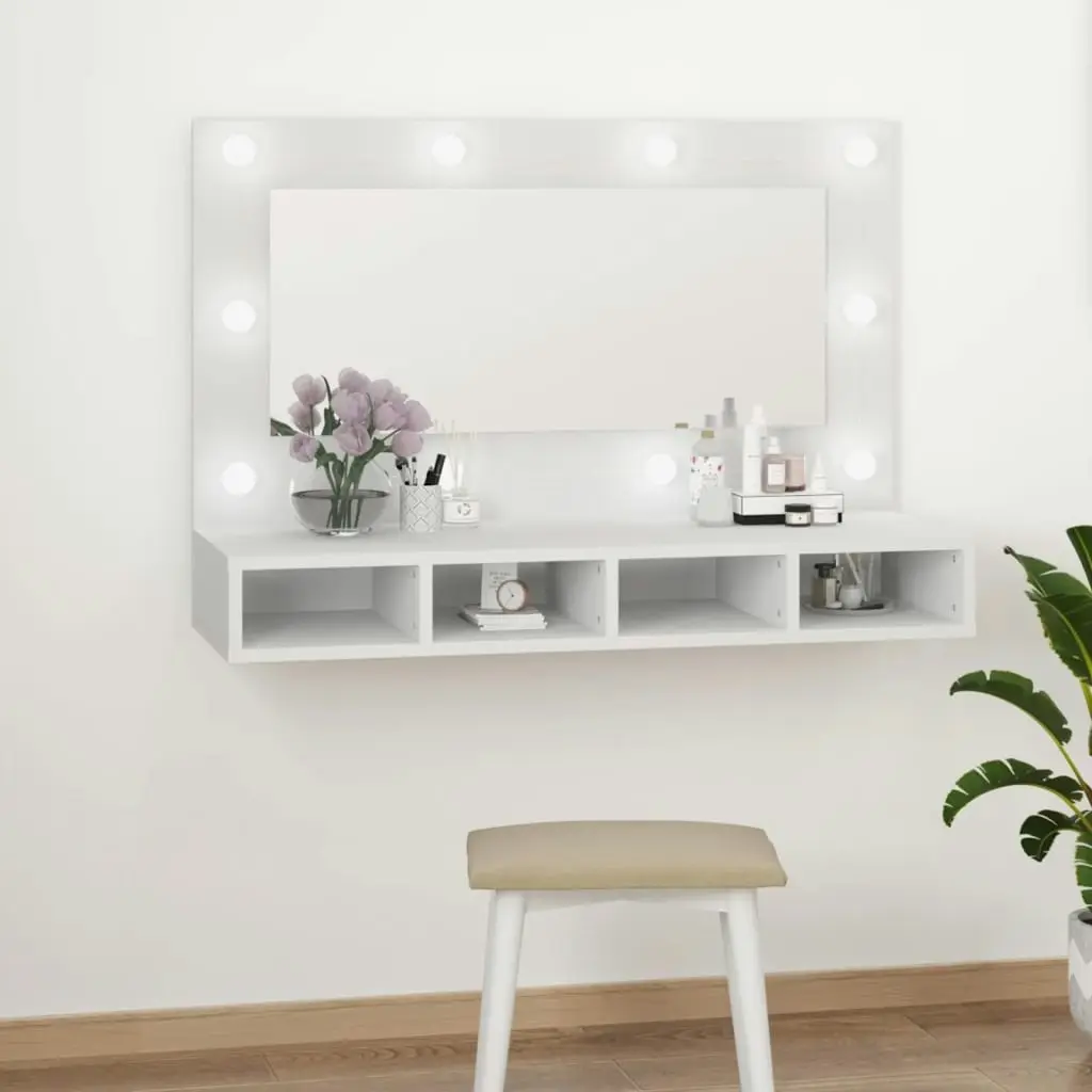 Mirror Cabinet with LED White 90x31.5x62 cm 808891