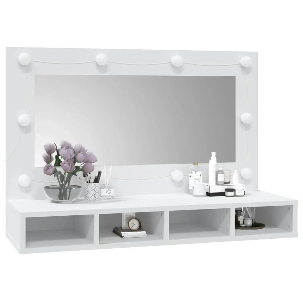 Mirror Cabinet with LED White 90x31.5x62 cm 808891