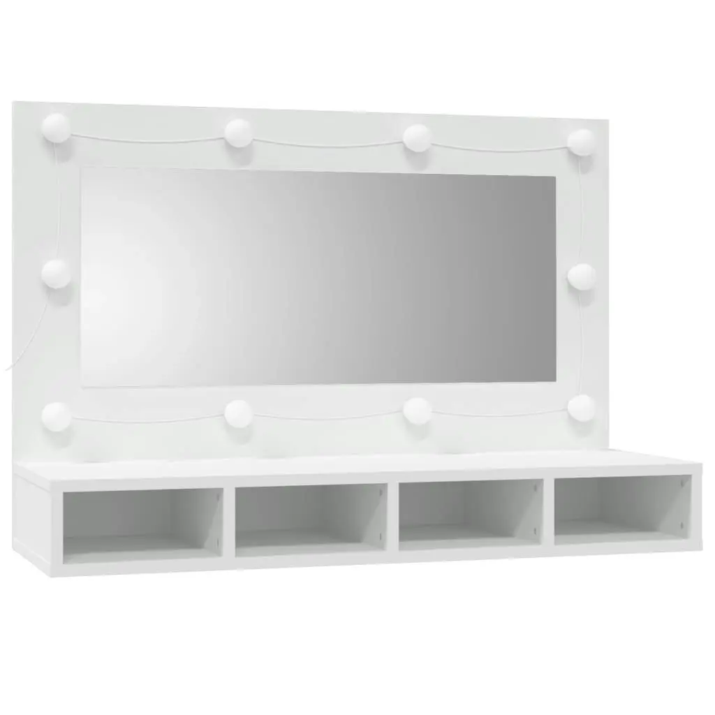 Mirror Cabinet with LED White 90x31.5x62 cm 808891