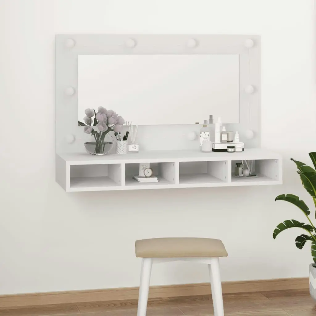 Mirror Cabinet with LED White 90x31.5x62 cm 808891