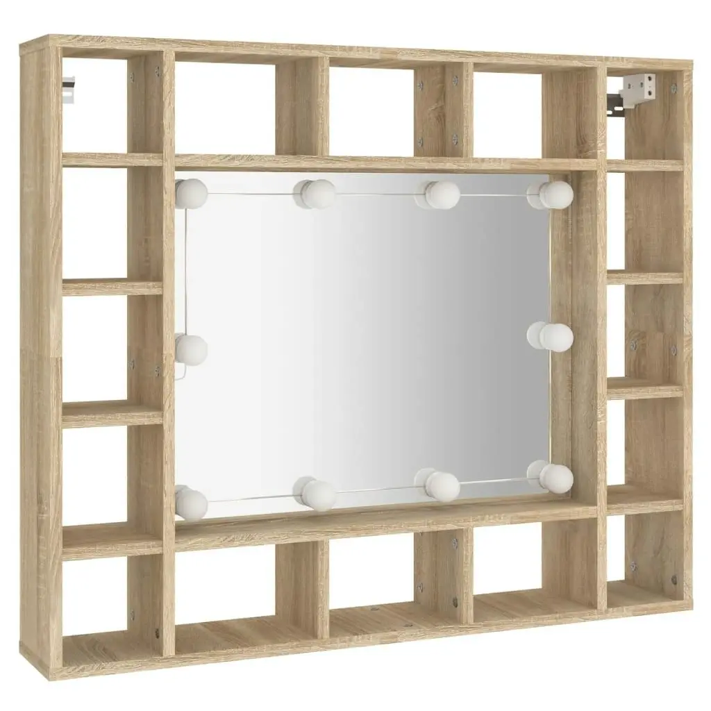 Mirror Cabinet with LED Sonoma Oak 91x15x76.5 cm 808867