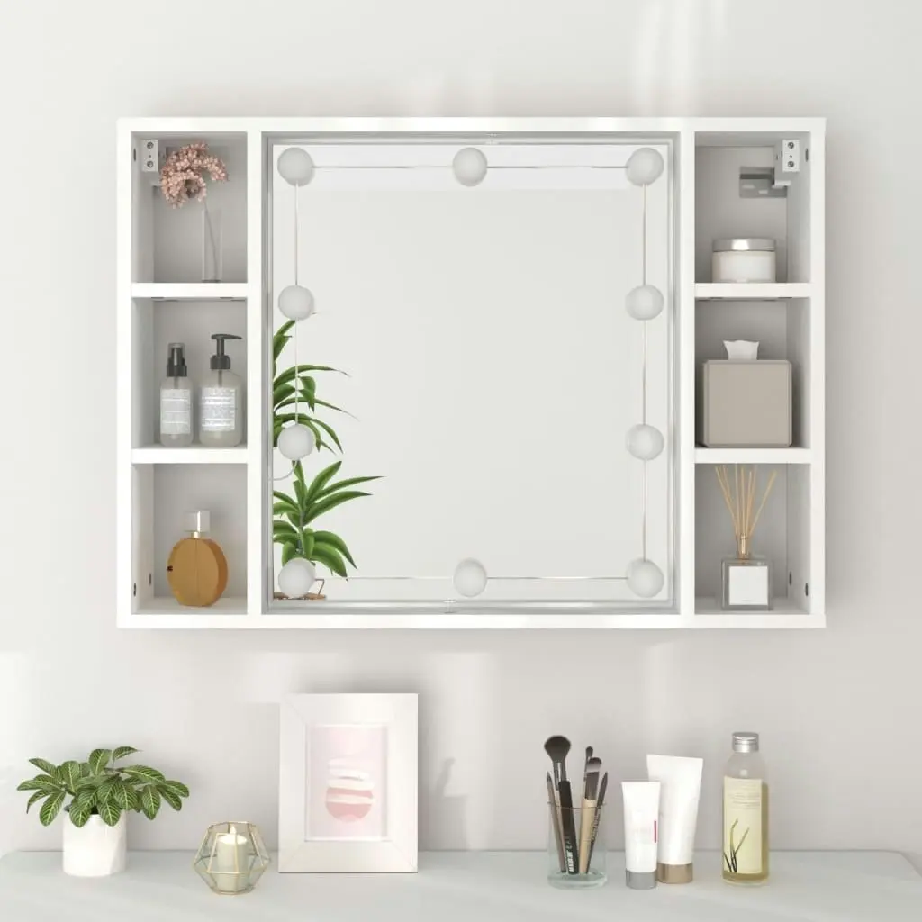 Mirror Cabinet with LED White 76x15x55 cm 808855