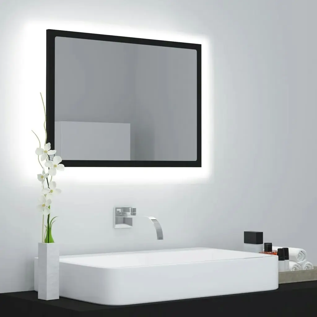 LED Bathroom Mirror Black 60x8.5x37 cm Acrylic 804917