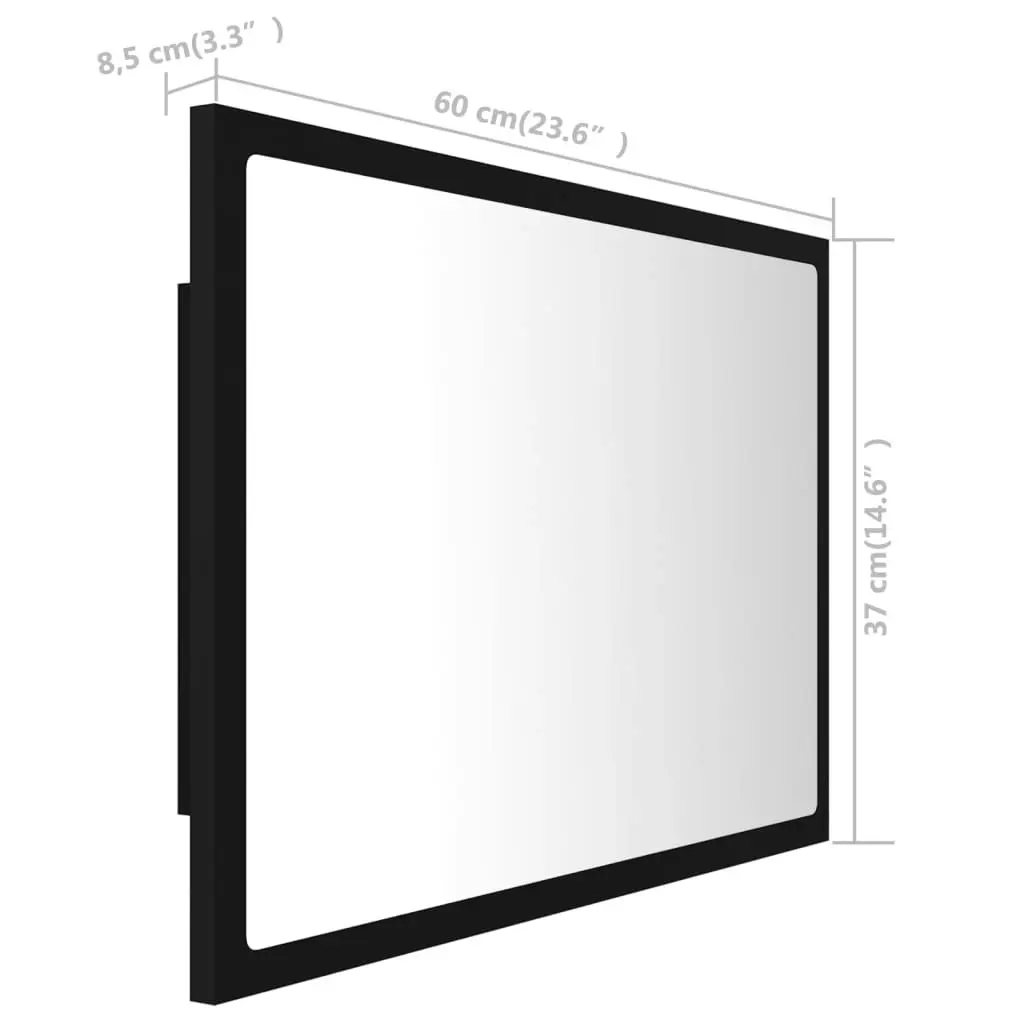 LED Bathroom Mirror Black 60x8.5x37 cm Acrylic 804917