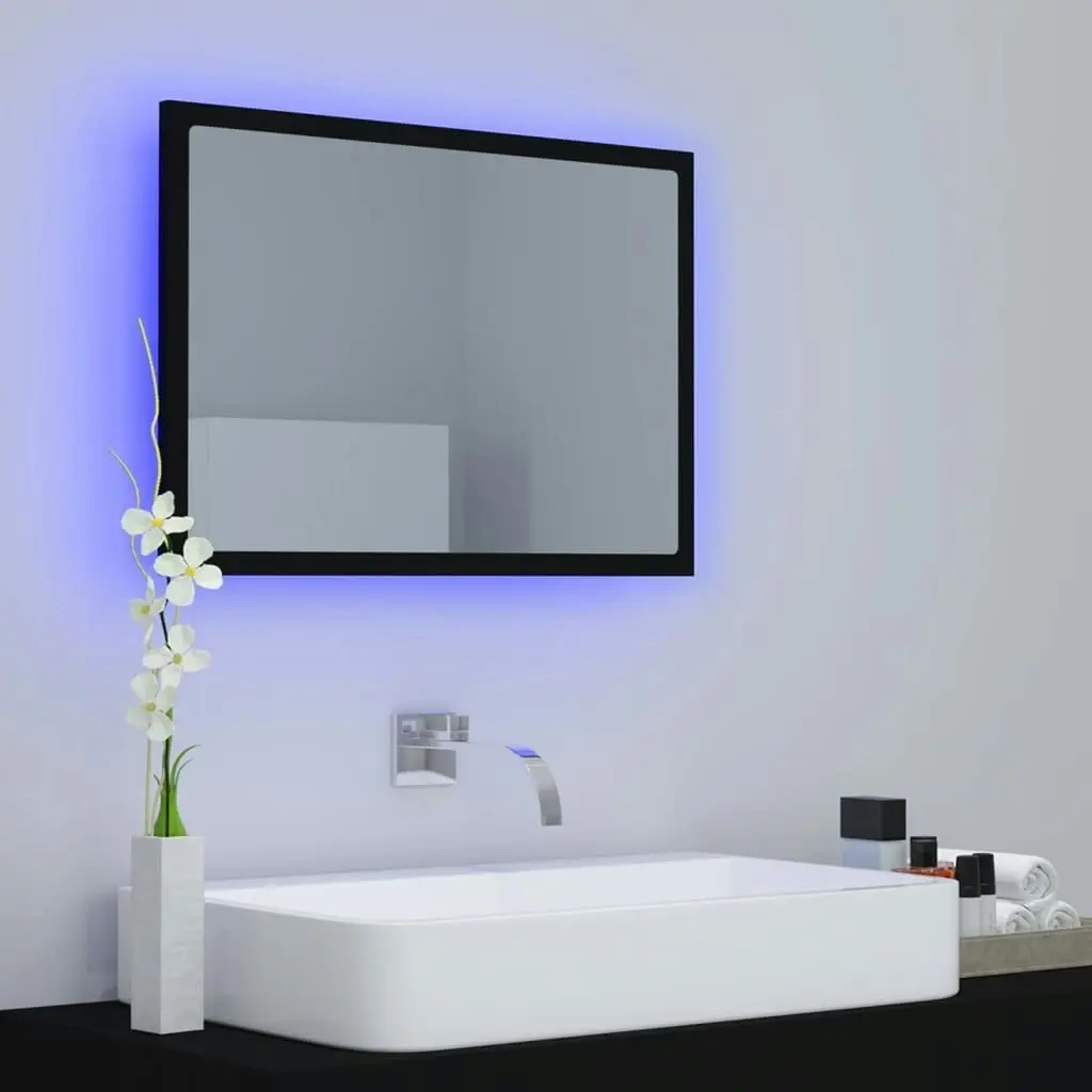 LED Bathroom Mirror Black 60x8.5x37 cm Acrylic 804917