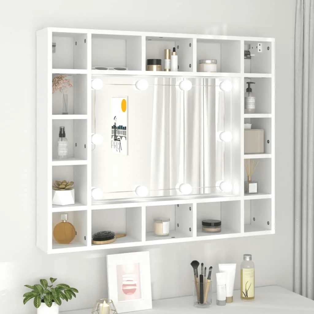 Mirror Cabinet with LED White 91x15x76.5 cm 808864