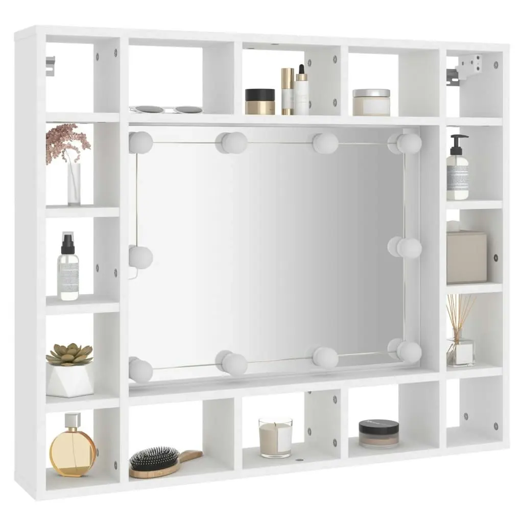 Mirror Cabinet with LED White 91x15x76.5 cm 808864