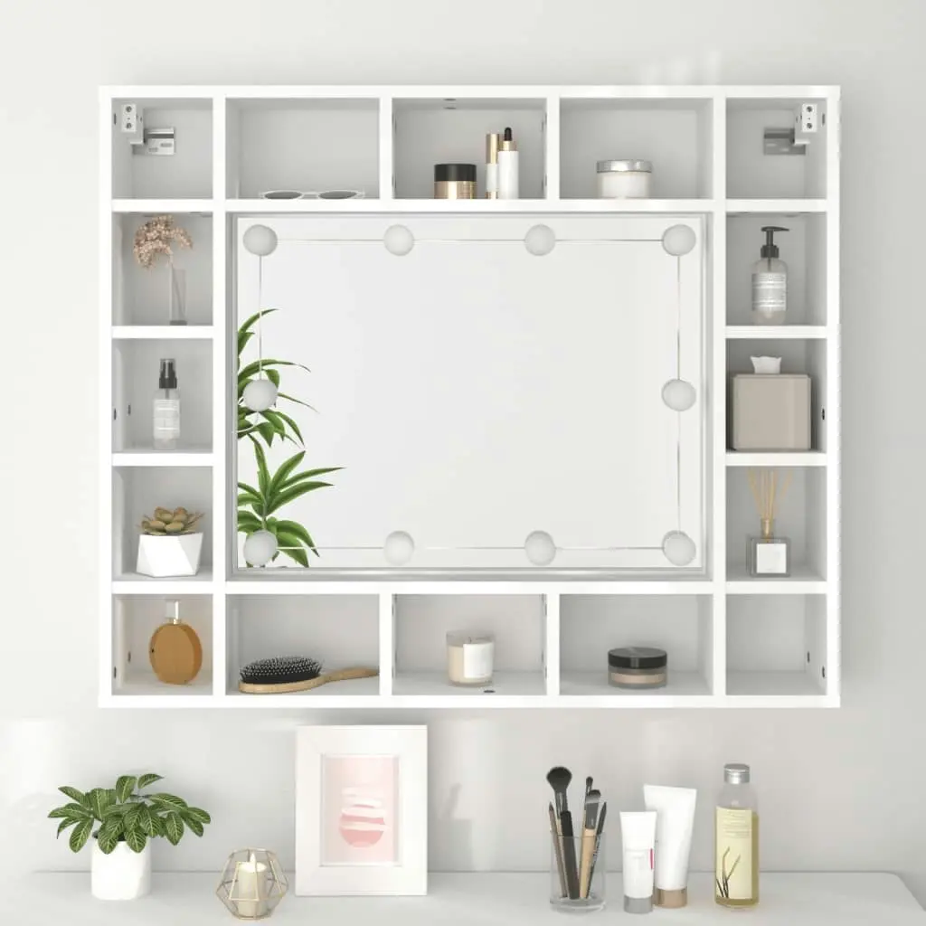 Mirror Cabinet with LED White 91x15x76.5 cm 808864