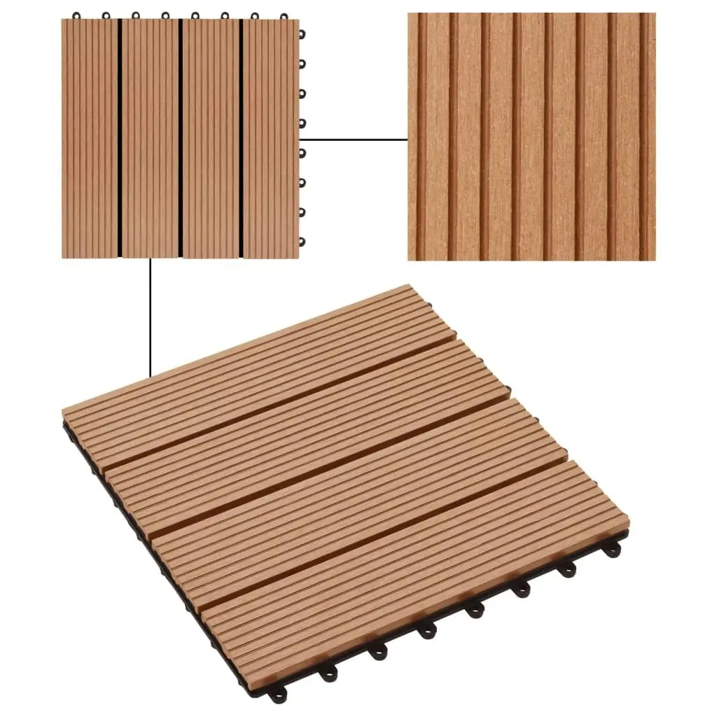 11 pcs Decking Tiles WPC 30x30 cm 1 sqm Teak Colour 45024