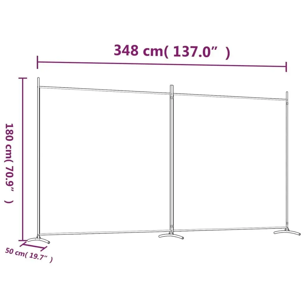 2-Panel Room Divider White 348x180 cm Fabric 350274