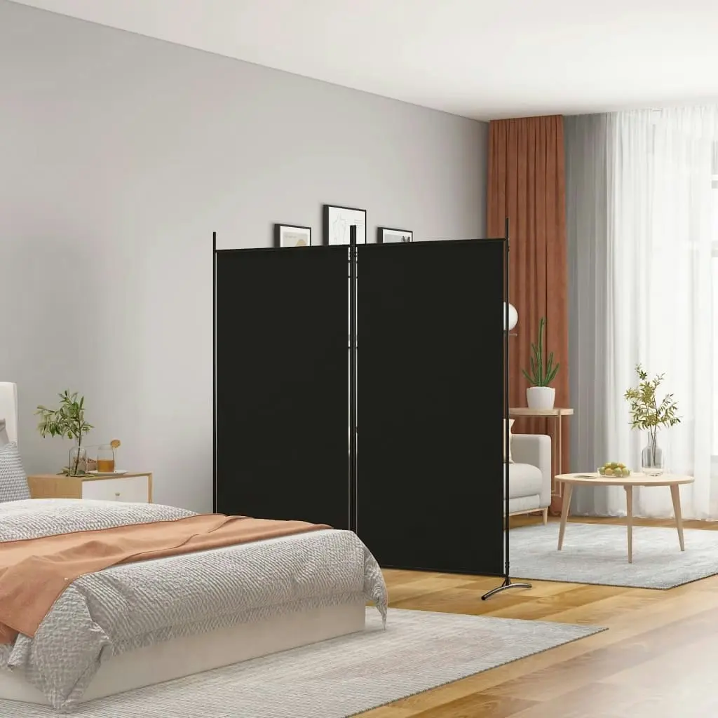 2-Panel Room Divider Black 175x180 cm Fabric 350261