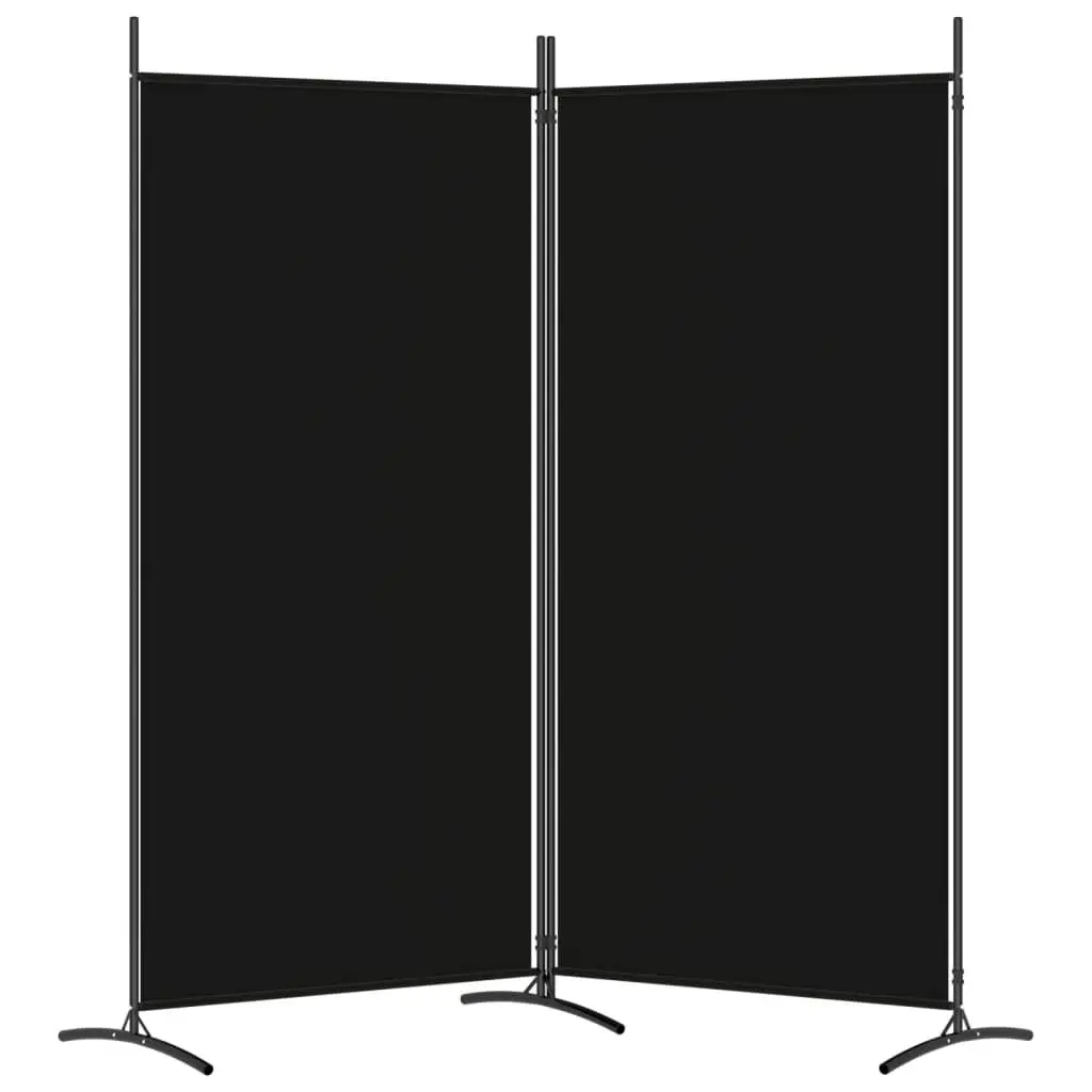 2-Panel Room Divider Black 175x180 cm Fabric 350261