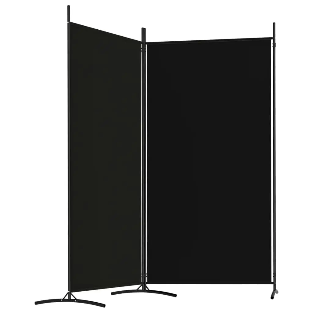 2-Panel Room Divider Black 175x180 cm Fabric 350261