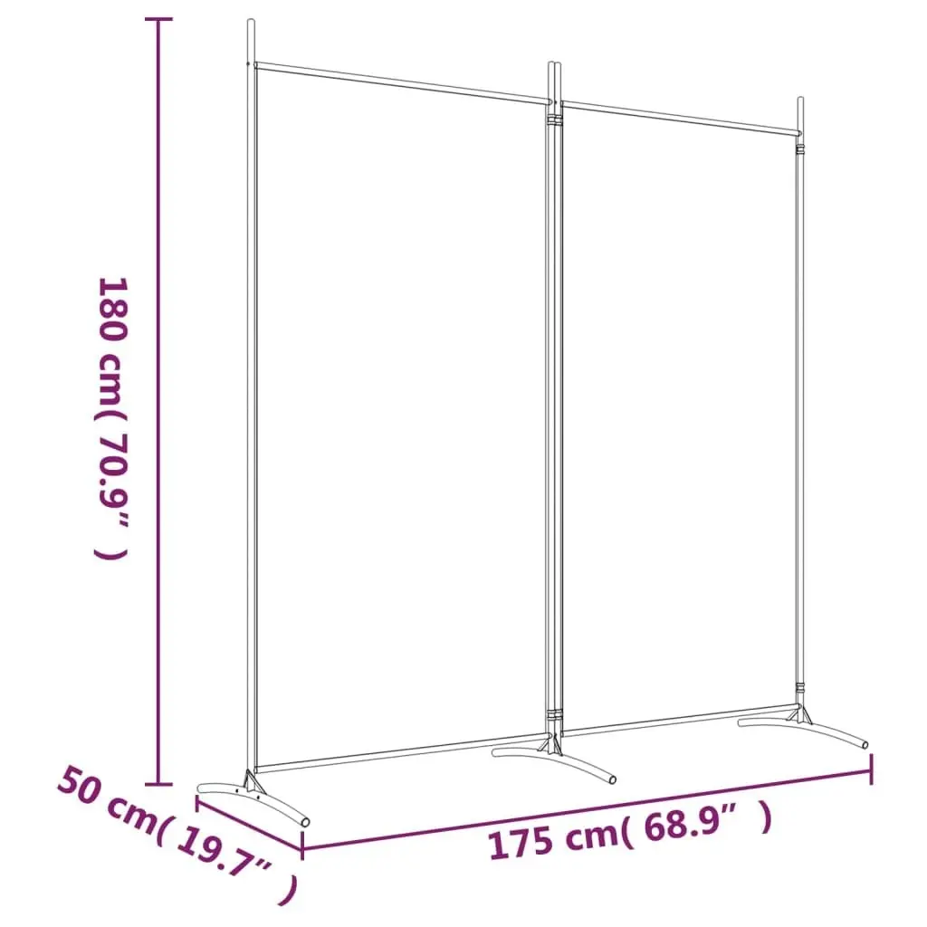 2-Panel Room Divider Brown 175x180 cm Fabric 350259