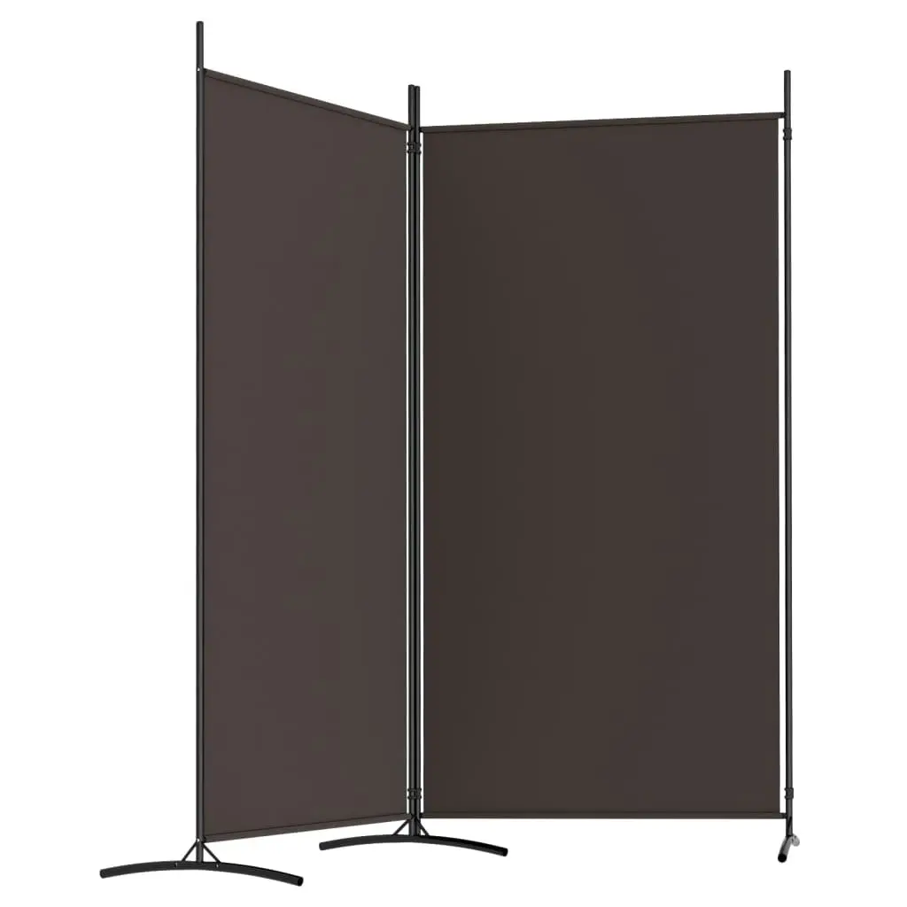 2-Panel Room Divider Brown 175x180 cm Fabric 350259