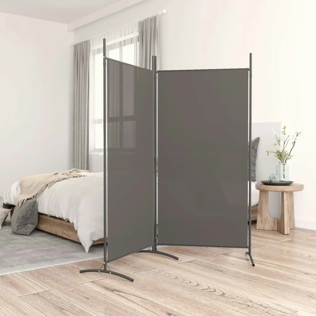 2-Panel Room Divider Anthracite 175x180 cm Fabric 350260