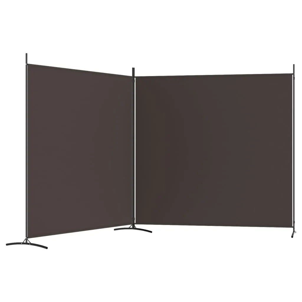 2-Panel Room Divider Brown 348x180 cm Fabric 350275