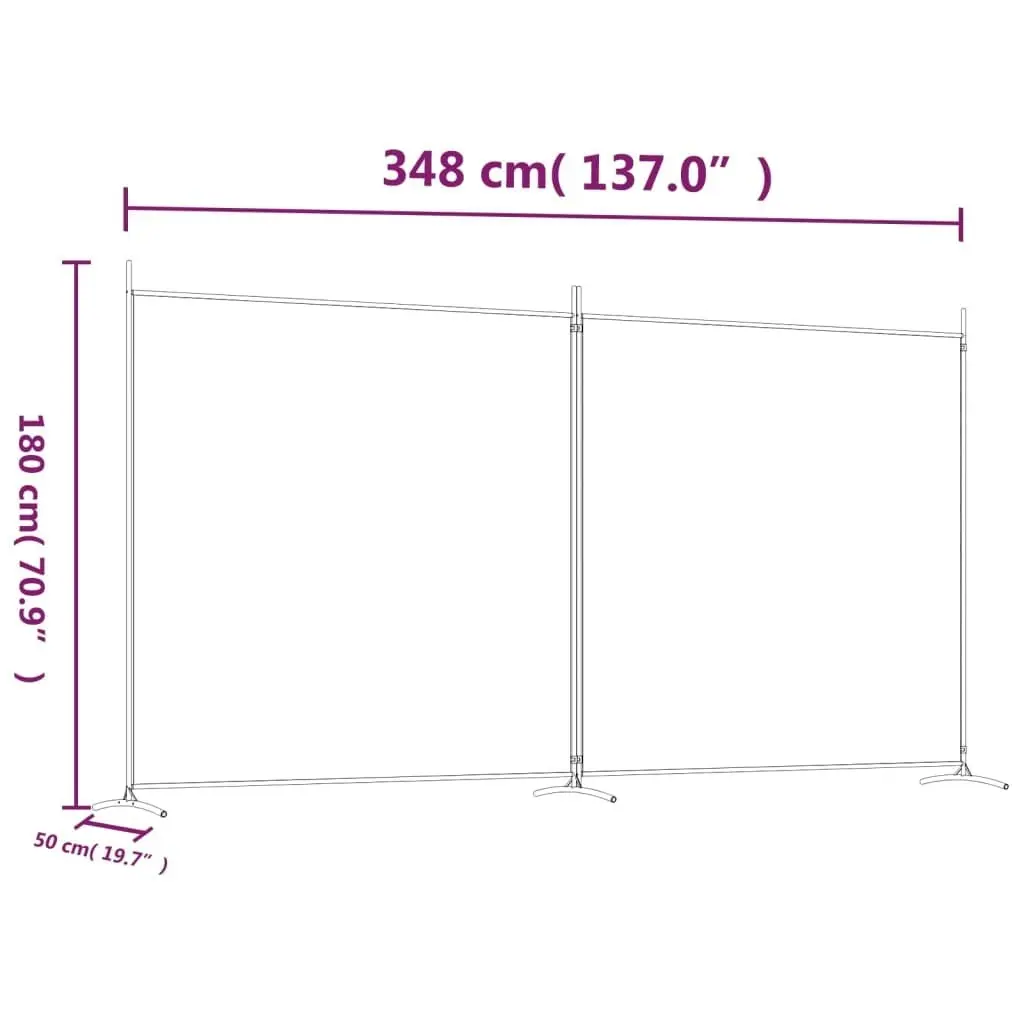 2-Panel Room Divider Brown 348x180 cm Fabric 350275