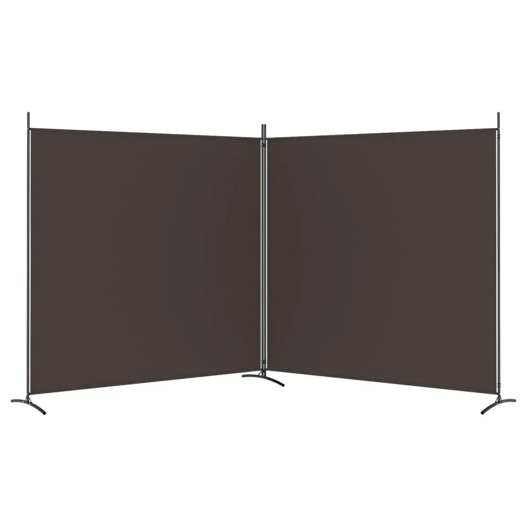 2-Panel Room Divider Brown 348x180 cm Fabric 350275