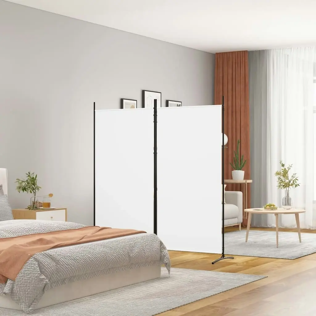 2-Panel Room Divider White 175x180 cm Fabric 350258