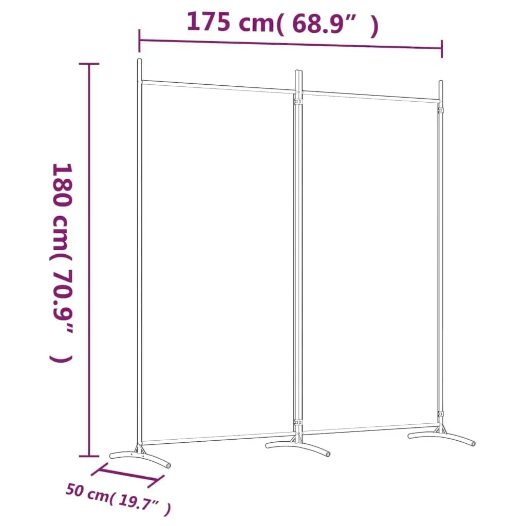 2-Panel Room Divider White 175x180 cm Fabric 350258