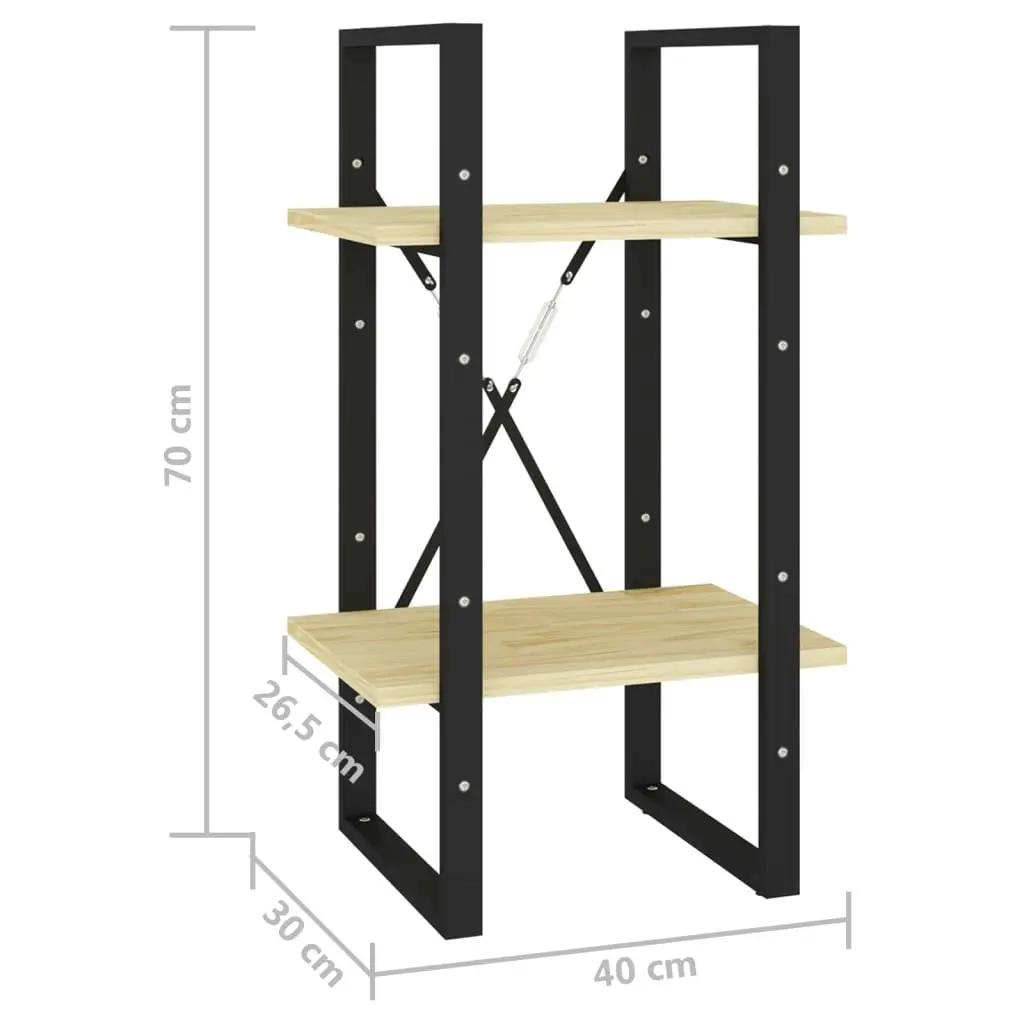 2-Tier Book Cabinet 40x30x70 cm Solid Pine Wood 806412