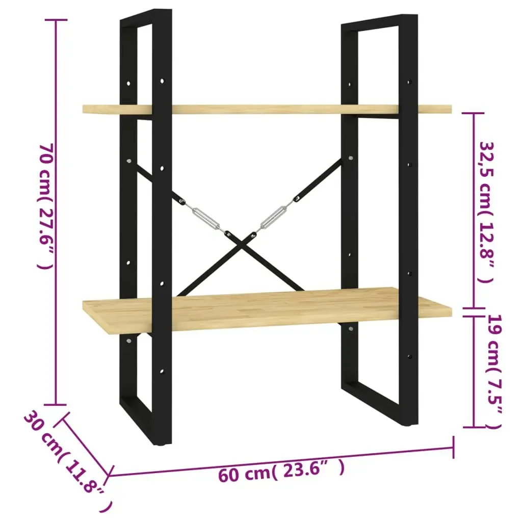 2-Tier Book Cabinet 60x30x70 cm Solid Pine Wood 806432