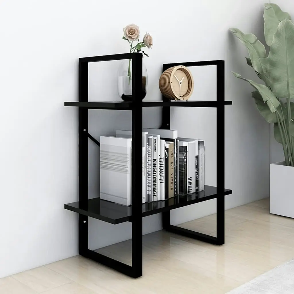 2-Tier Book Cabinet Black 60x30x70 cm Engineered Wood 806428