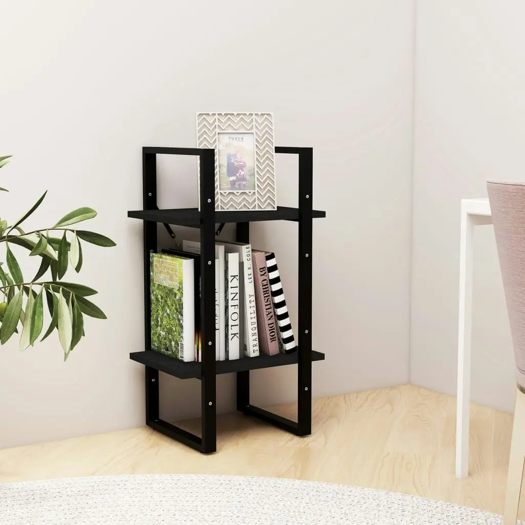 2-Tier Book Cabinet Black 40x30x70 cm Solid Pine Wood 806416