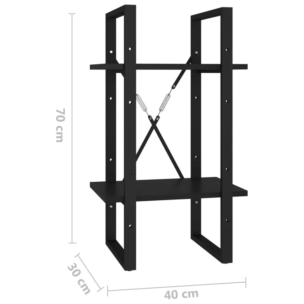 2-Tier Book Cabinet Black 40x30x70 cm Engineered Wood 806408