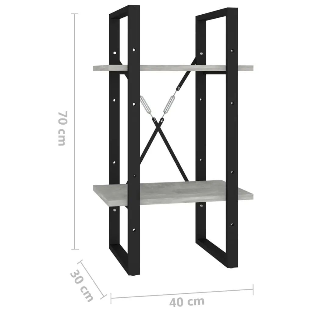 2-Tier Book Cabinet Concrete Grey 40x30x70 cm Engineered Wood 806411