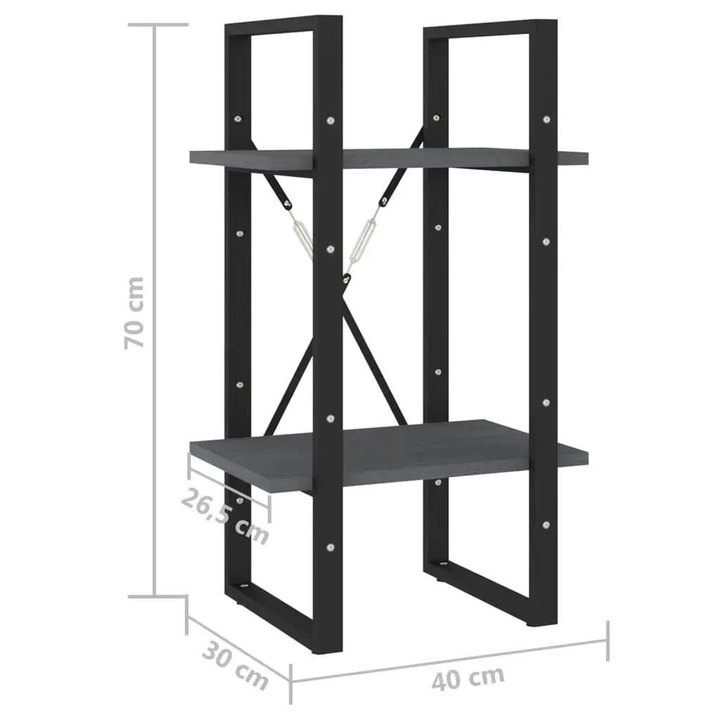 2-Tier Book Cabinet Grey 40x30x70 cm Solid Pine Wood 806414