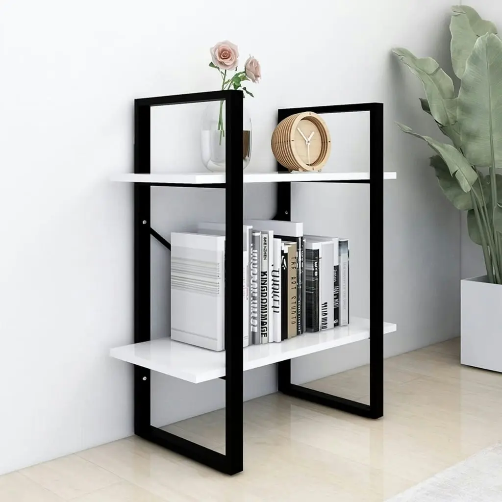 2-Tier Book Cabinet White 60x30x70 cm Engineered Wood 806427