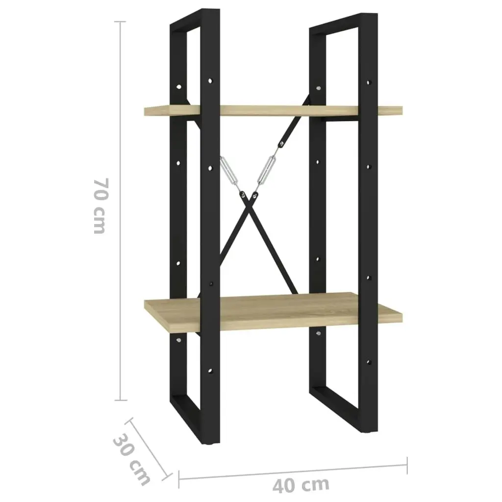 2-Tier Book Cabinet Sonoma Oak 40x30x70 cm Engineered Wood 806410