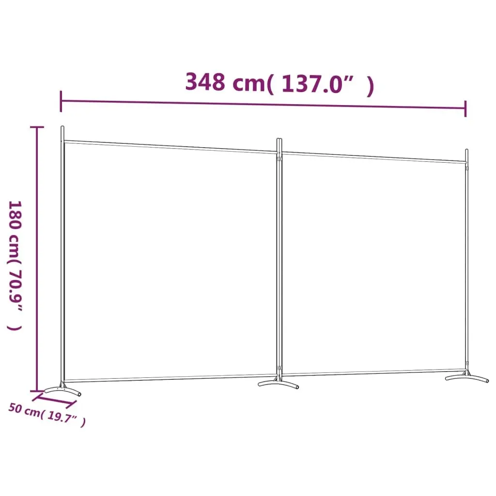 2-Panel Room Divider Anthracite 348x180 cm Fabric 350276