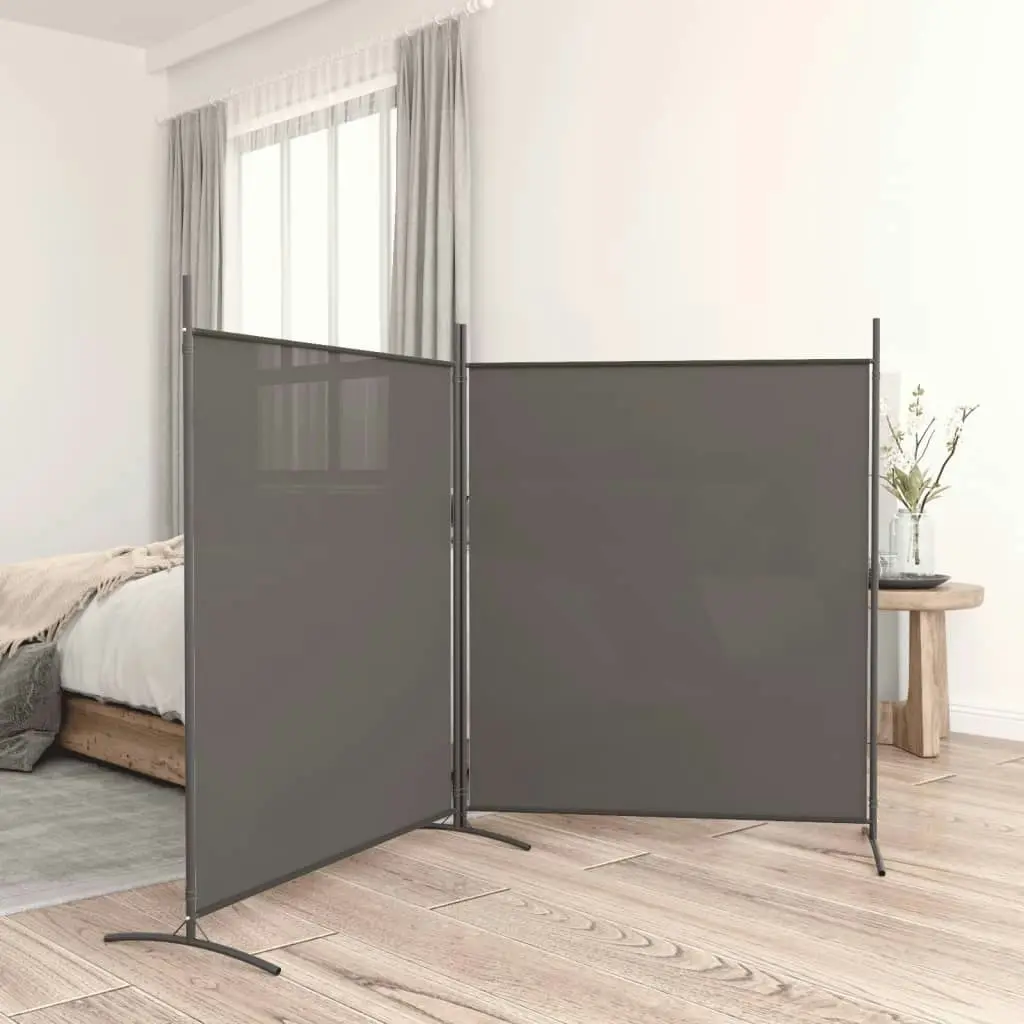 2-Panel Room Divider Anthracite 348x180 cm Fabric 350276