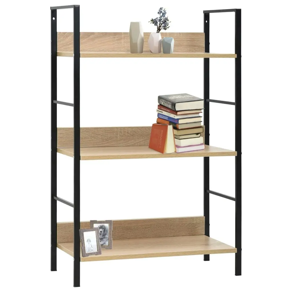 3-Layer Book Shelf Oak 60x27.6x90.5 cm Engineered Wood 288219