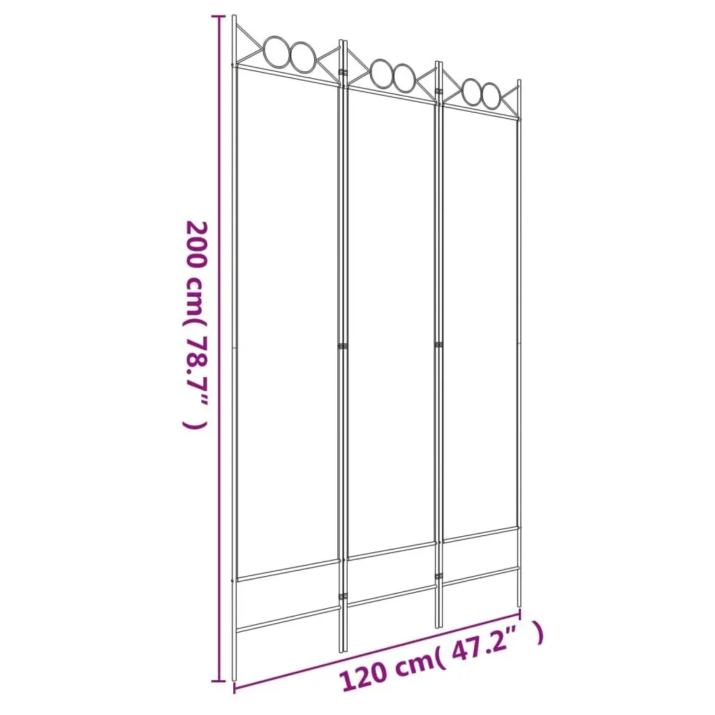 3-Panel Room Divider Anthracite 120x200 cm Fabric 350148