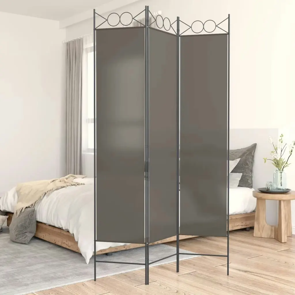 3-Panel Room Divider Anthracite 120x200 cm Fabric 350148