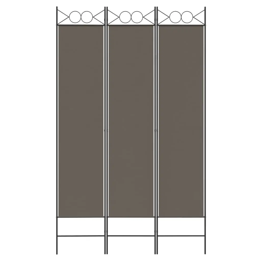 3-Panel Room Divider Anthracite 120x200 cm Fabric 350148