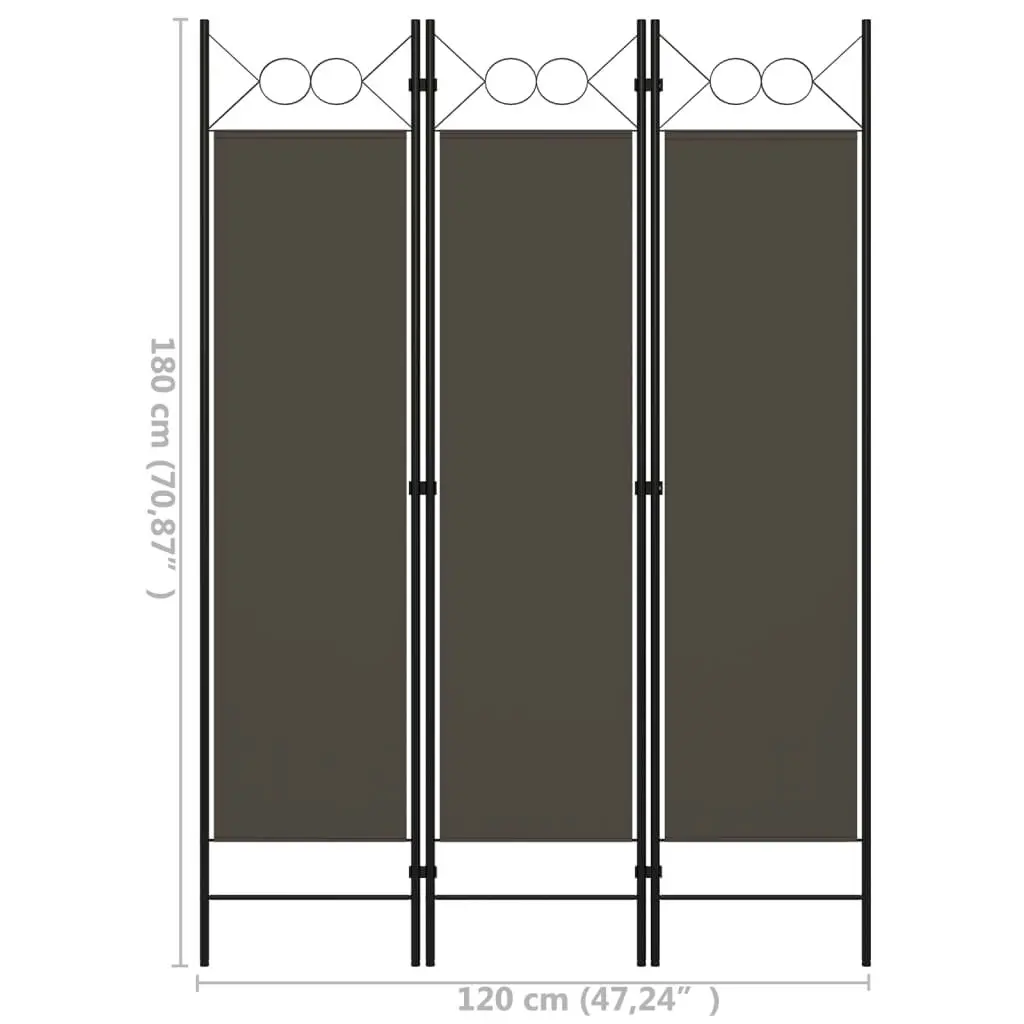 3-Panel Room Divider Anthracite 120x180 cm 320701